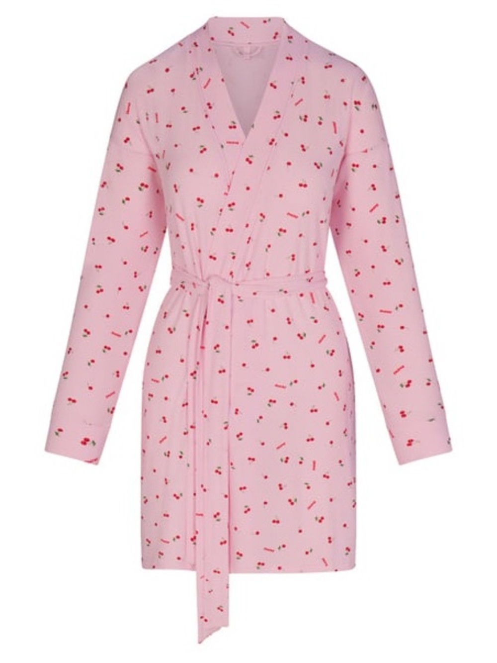 SKIMS 2X NWT Women’s Pink Cherry Print Wrap Robe